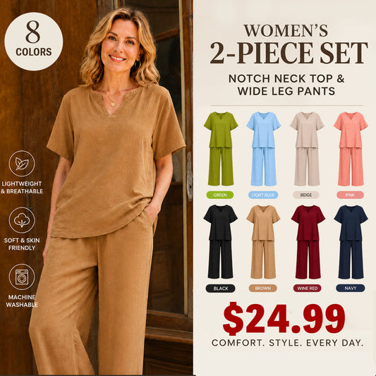 Women's Plus Size Elegant Wide Leg Pants Set