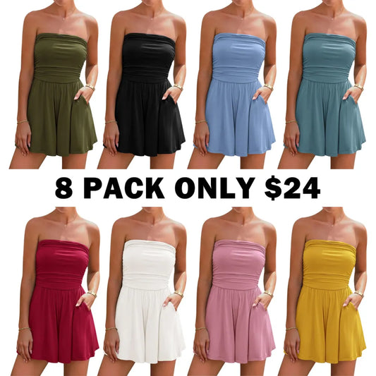 Strapless Tube Beach Vacation Romper