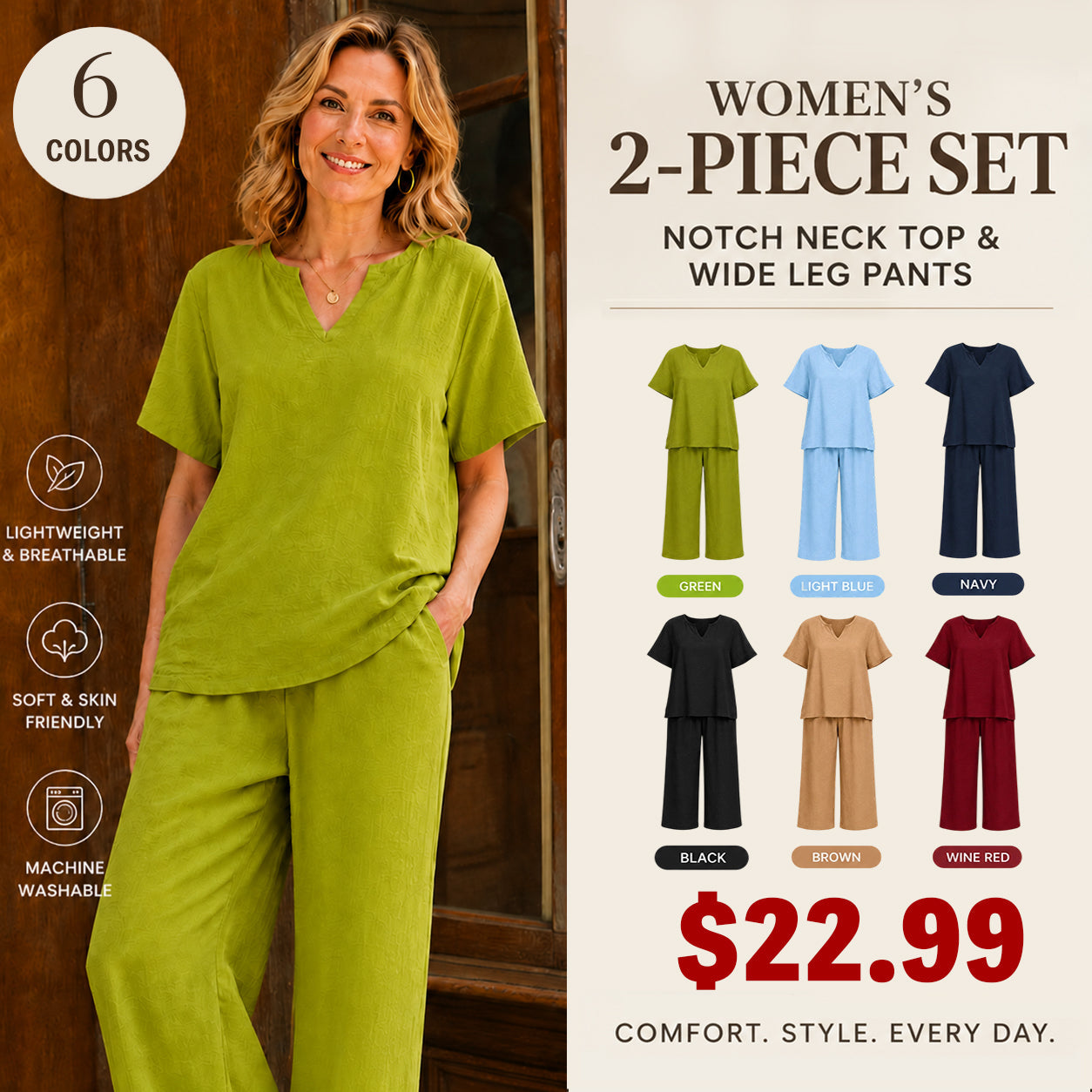 Women's Plus Size Elegant Wide Leg Pants Set
