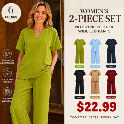 Women's Plus Size Elegant Wide Leg Pants Set