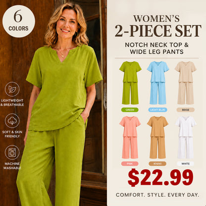 Women's Plus Size Elegant Wide Leg Pants Set