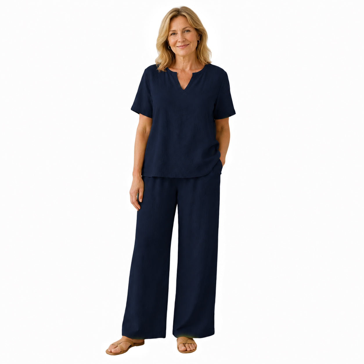 Women's Plus Size Elegant Wide Leg Pants Set
