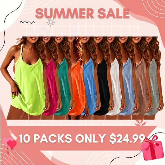 🔥Summer Sale❤️Womens Summer Sleeveless Mini Dress V Neck Spaghetti